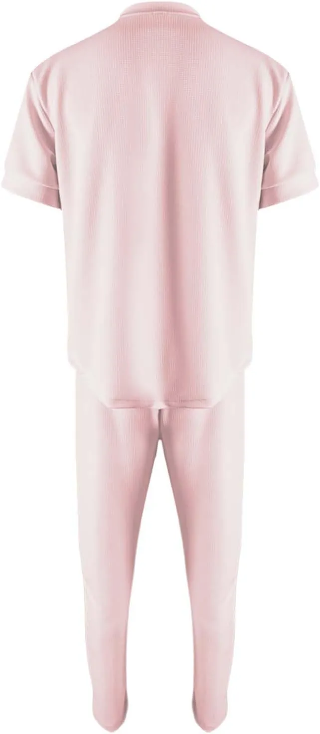 Resort Wear Linen Sets for Men Short Sleeve Quarter Zip Casual Shirts and Drawstrings Long Pants Baggy Beach Yoga Outfits
