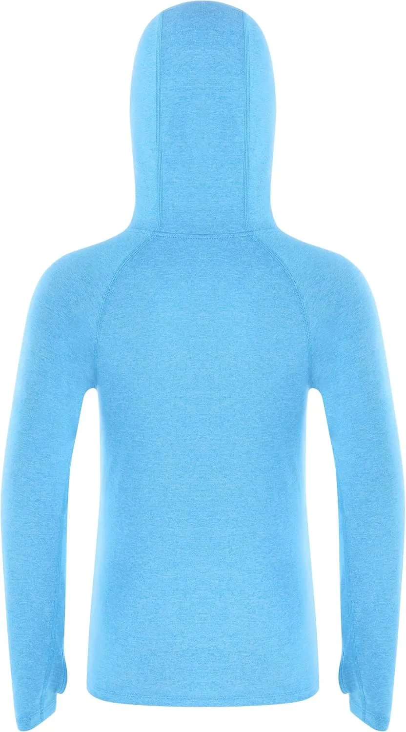 Roadbox Boys Rash Guard Hooded Shirt, Kids UPF 50  Long Sleeve Hoodie, Youth UV Sun Protection Fishing Beach Shirts