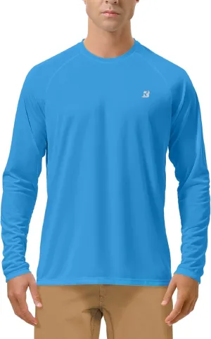 Roadbox Mens UPF 50  UV Sun Protection Shirts Outdoor Long Sleeve SPF Rash Guard for Fishing Hiking Swimming Running