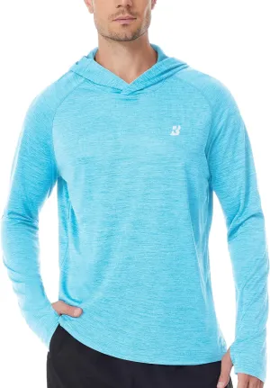 Roadbox UPF 50  Fishing Shirts for Men, Long Sleeve SPF UV Sun Protection Hoodie with Thumb Holes Swim Running Rash Guard