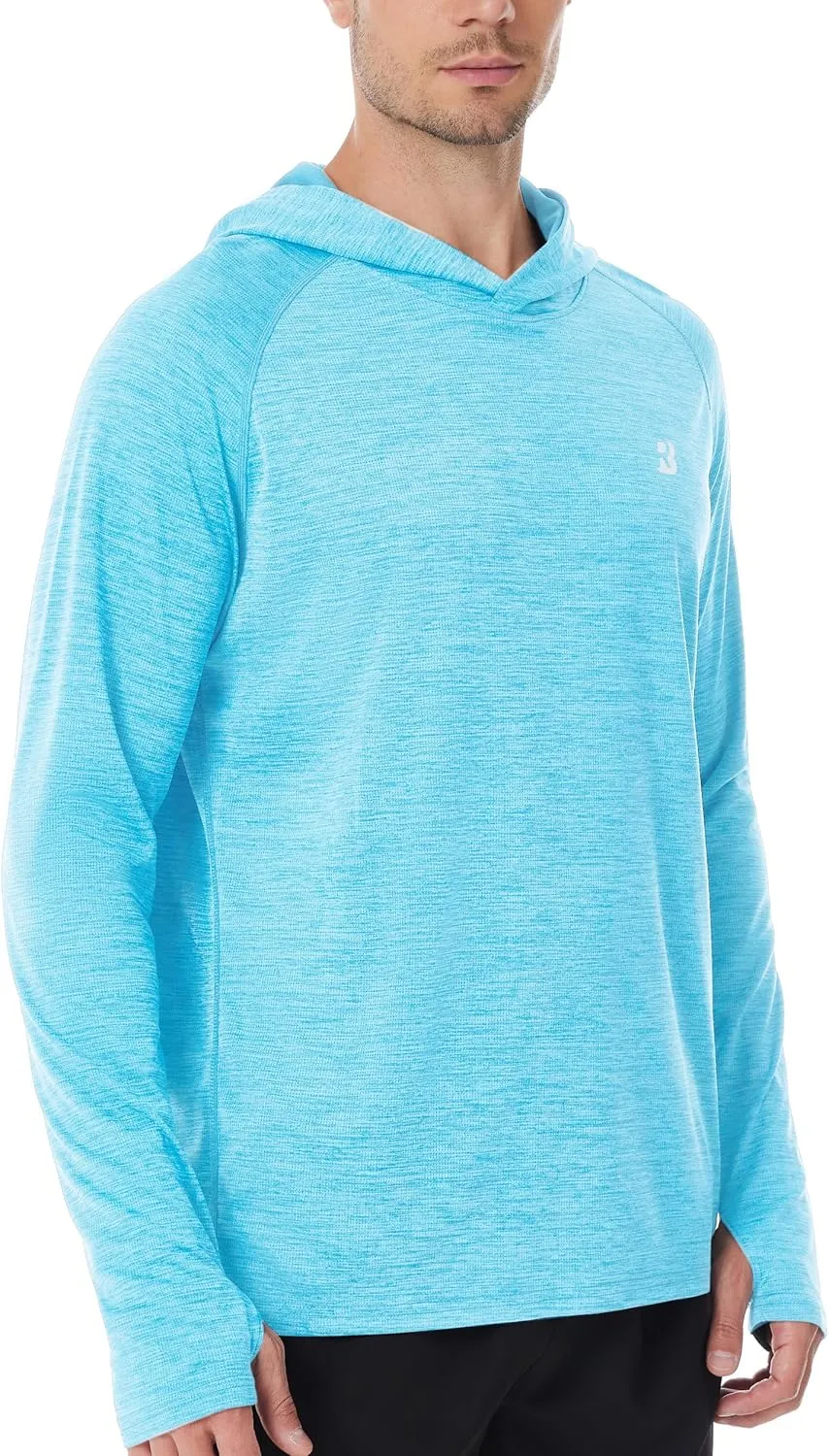 Roadbox UPF 50  Fishing Shirts for Men, Long Sleeve SPF UV Sun Protection Hoodie with Thumb Holes Swim Running Rash Guard