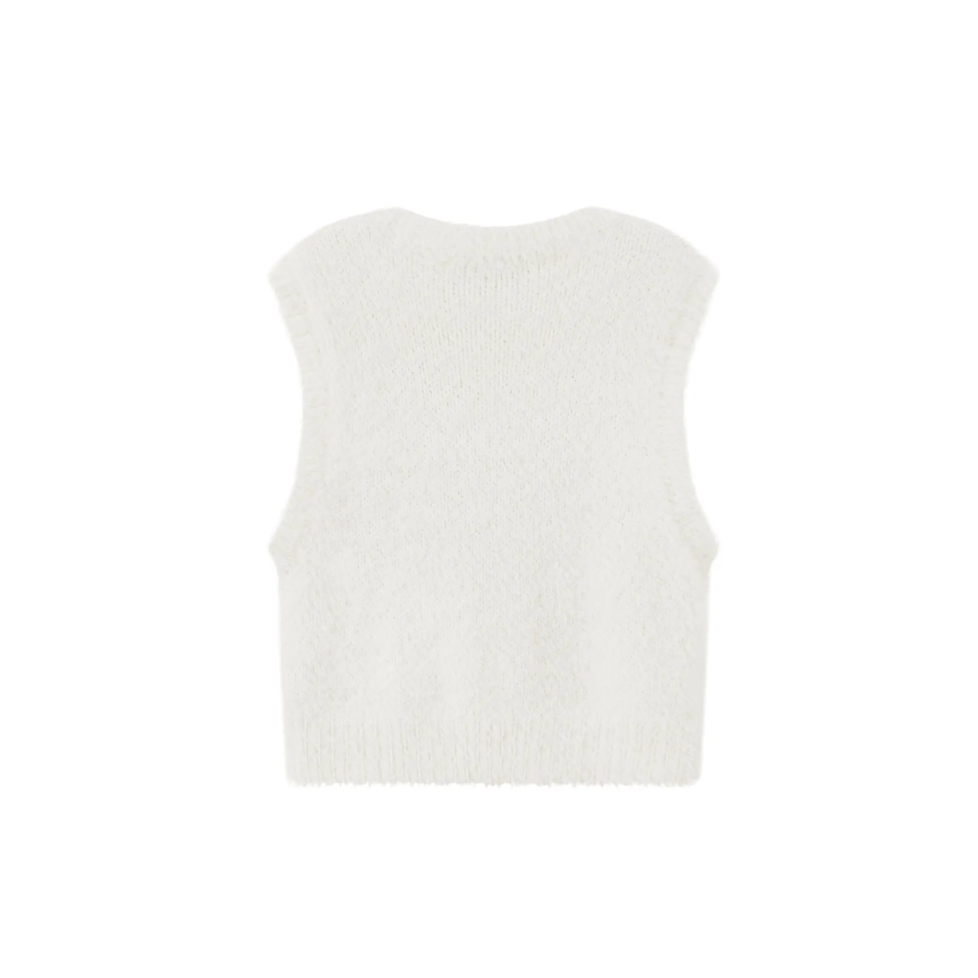 Round Neck Faux Angora Vest