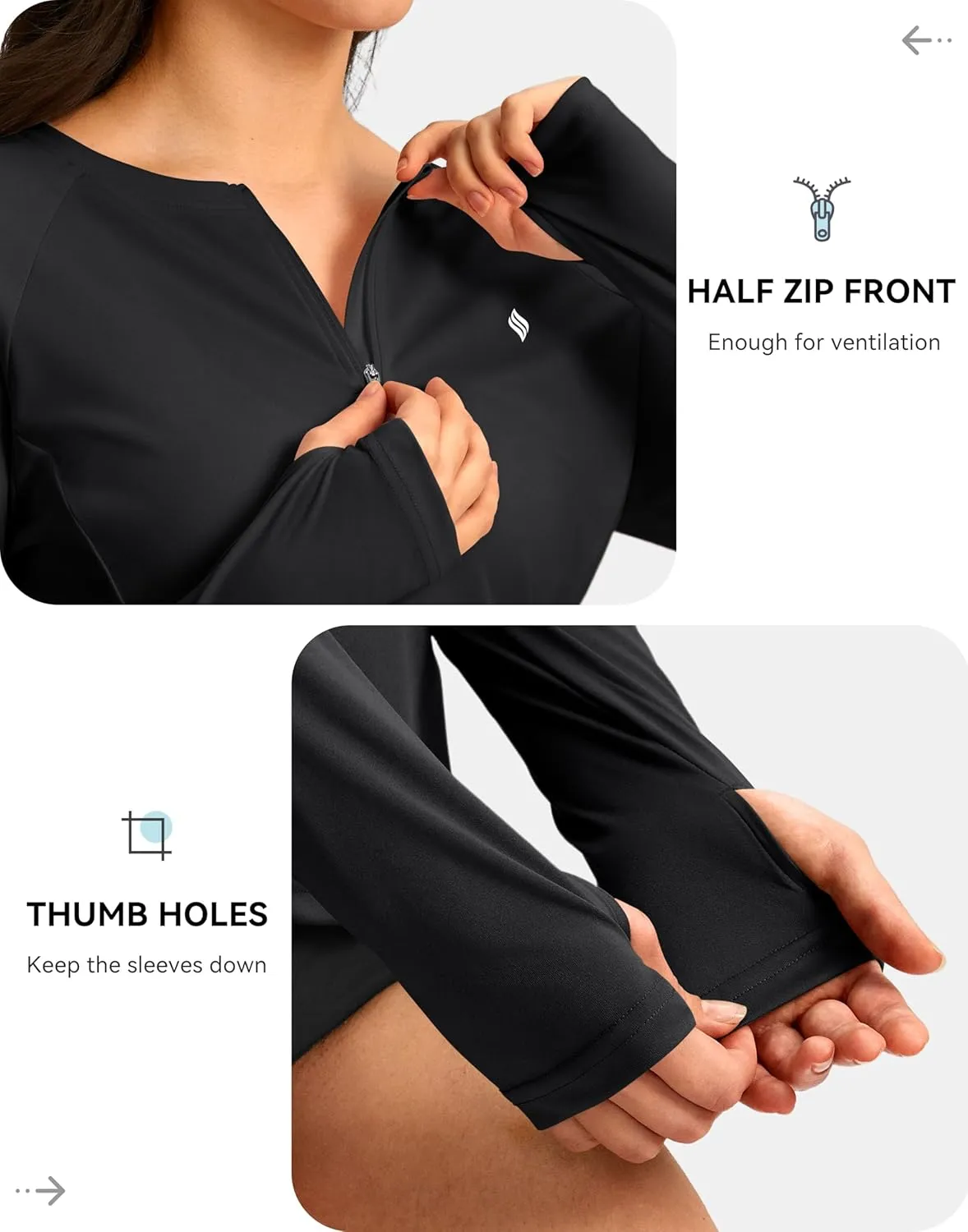 SANTINY Women's Rash Guard UPF50  SPF Long Sleeve Swimsuits Top UV Sun Protection Swim Shirts for Woman with Zip