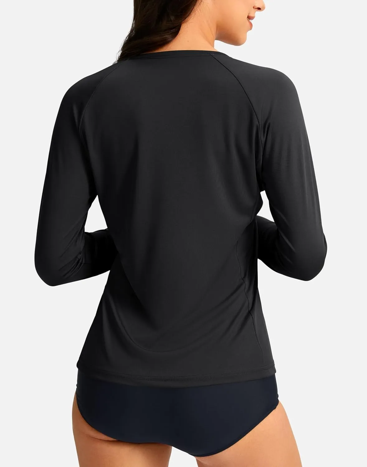 SANTINY Women's Rash Guard UPF50  SPF Long Sleeve Swimsuits Top UV Sun Protection Swim Shirts for Woman with Zip