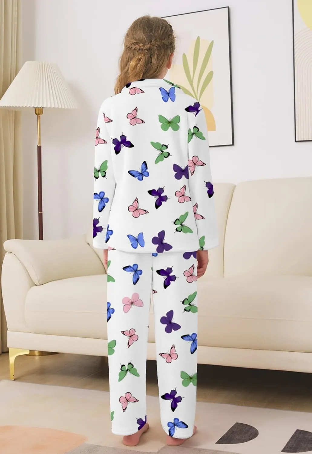 Schbbbta Girls Fuzzy Pajama Set, 2 Piece Soft Plush Fleece Pjs Loungewear, 3 Years - 15 Years
