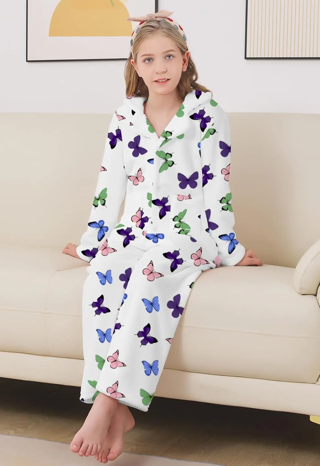Schbbbta Girls Fuzzy Pajama Set, 2 Piece Soft Plush Fleece Pjs Loungewear, 3 Years - 15 Years