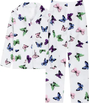 Schbbbta Girls Fuzzy Pajama Set, 2 Piece Soft Plush Fleece Pjs Loungewear, 3 Years - 15 Years