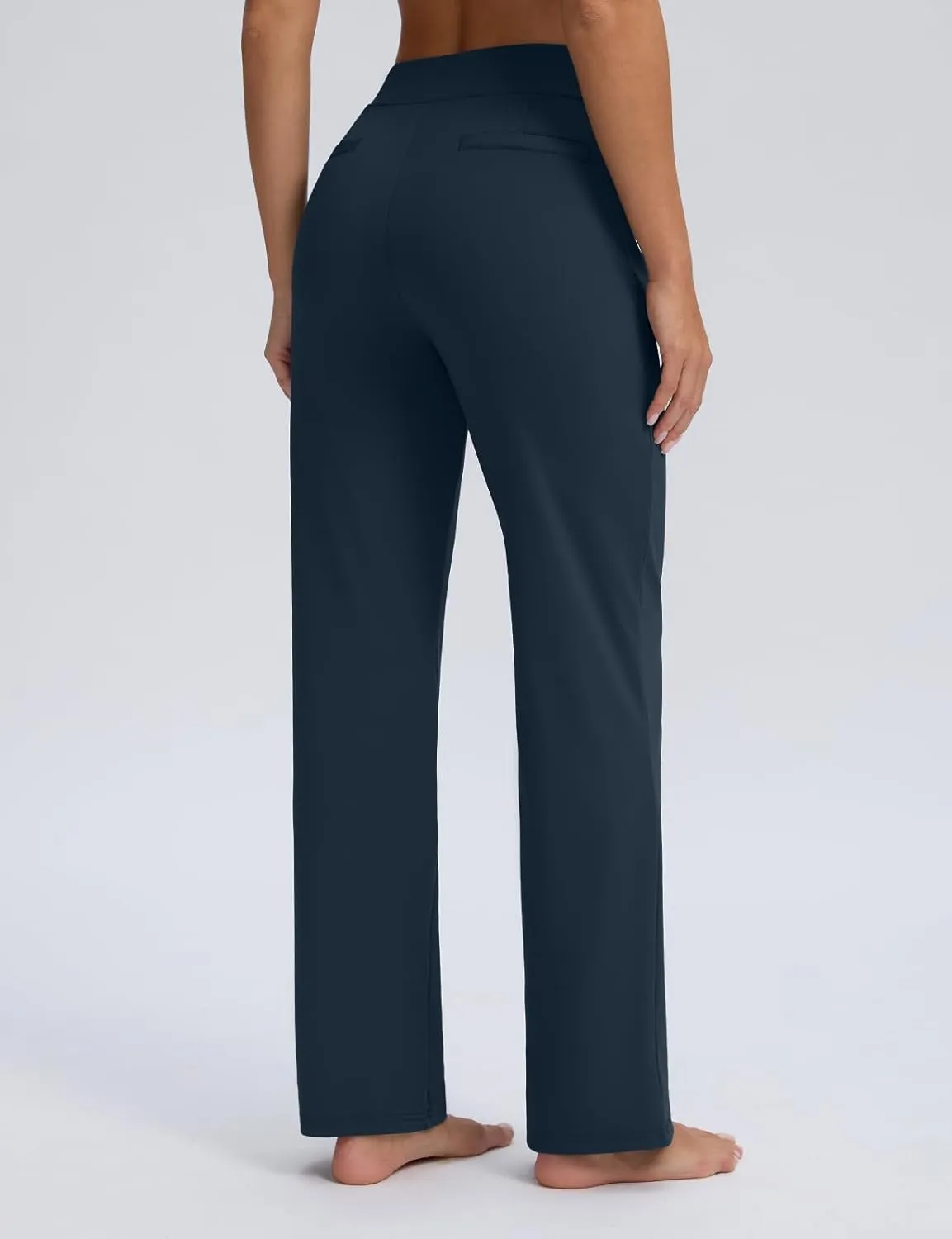 Seamaid Womens 30" Wide Leg Yoga Pants with Pockets High Waisted Stretch Casual Dress Pants
