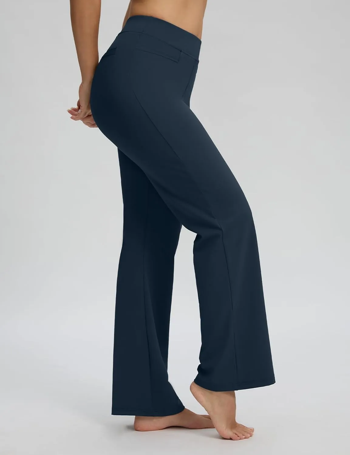 Seamaid Womens 30" Wide Leg Yoga Pants with Pockets High Waisted Stretch Casual Dress Pants