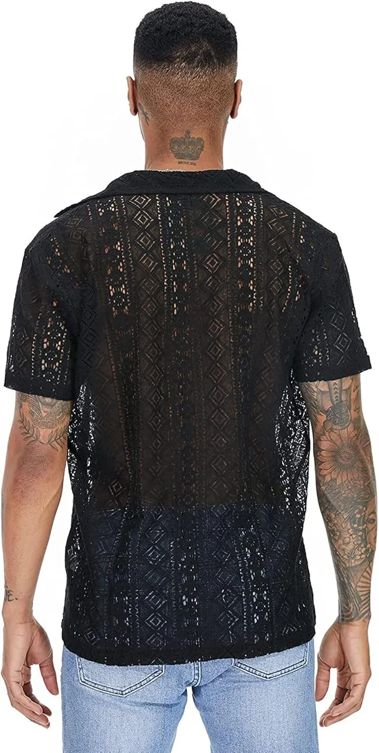 SEAUR Men's Sheer Mesh T Shirt Fashion See Through Shirts Muscle Workout Tee Sexy Breathable Undershirts Party Clubwear Top