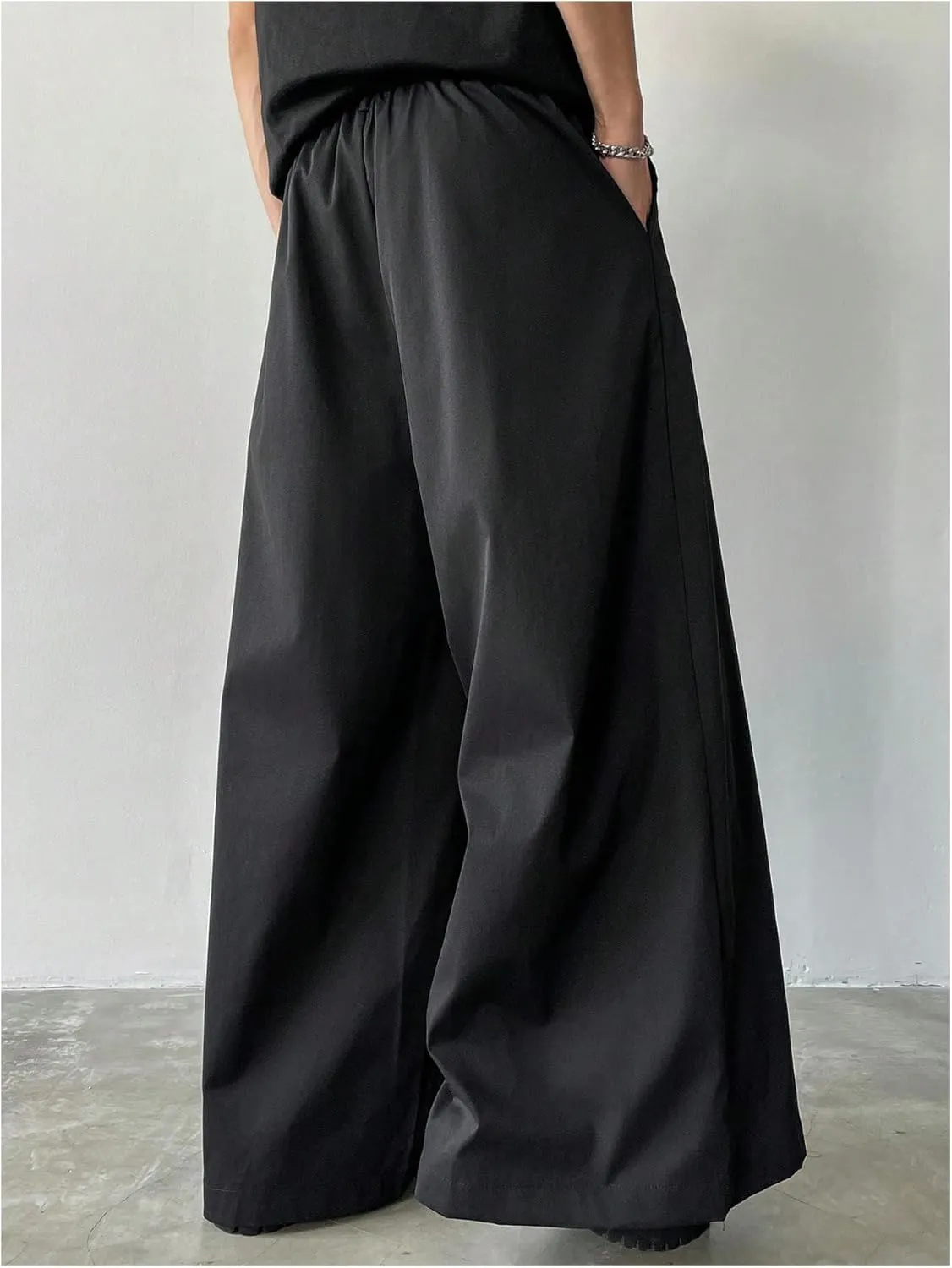 SHENHE Men's Wide Leg Pleated Pants Zipper Fly Baggy Pants Casual Business Dress Pants