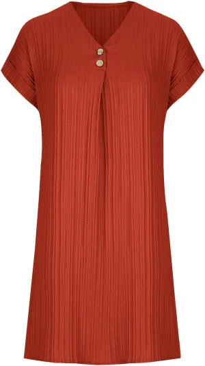 Sinzelimin Shirts Dresses for Women Summer Fashion Button up V-Neck Short Sleeve Loose Comfy Midi Dress Beach Casual Sundress