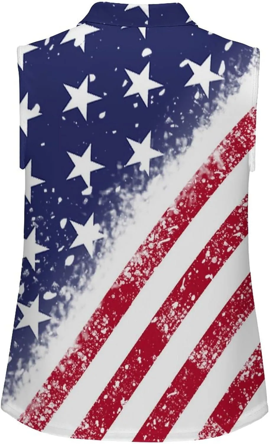 Sleeveless Shirts for Women American Flag V Neck Shirt Casual PO-LO Tank Top Pullover Quick Dry with Designs