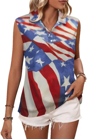 Sleeveless Shirts for Women Venezuela Flag V Neck Shirt Casual PO-LO Tank Top Pullover Quick Dry with Designs