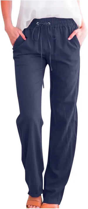 SMIDOW Sweatpants Women 2023 Casual Loose Drawstring Elastic High Waist Comfy Trousers Straight Leg Long Lounge Pant