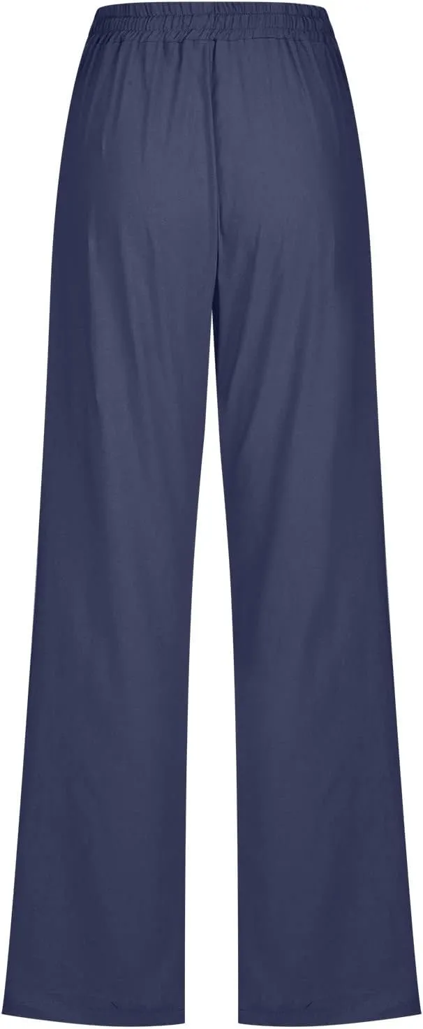 SMIDOW Sweatpants Women 2023 Casual Loose Drawstring Elastic High Waist Comfy Trousers Straight Leg Long Lounge Pant