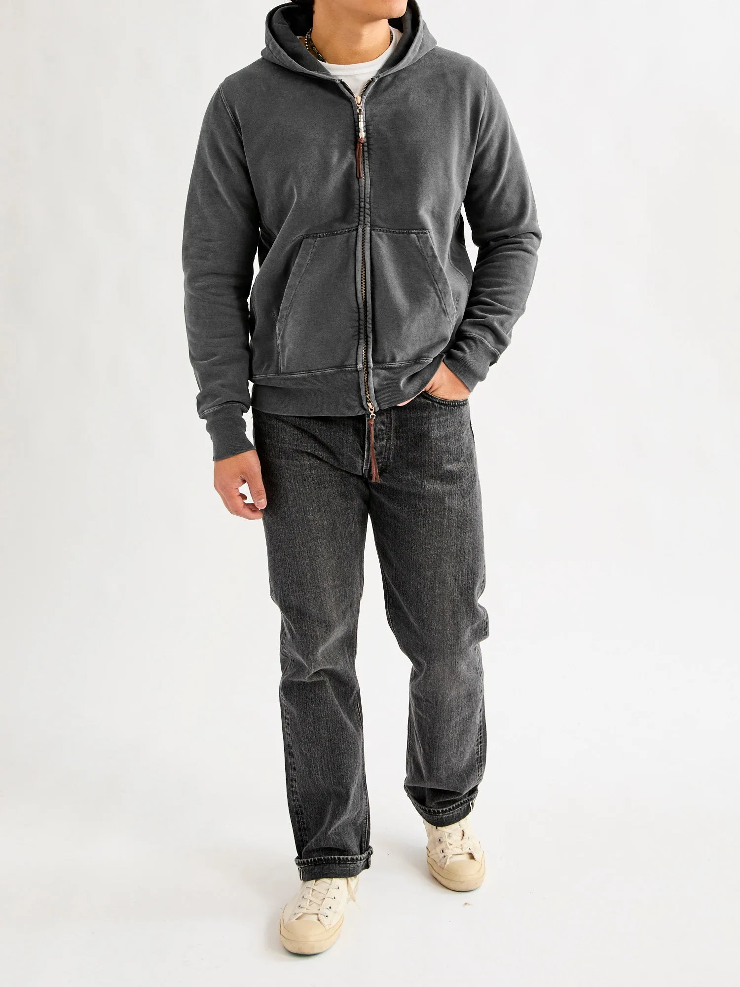 Special Finish Zip Hoodie in Black