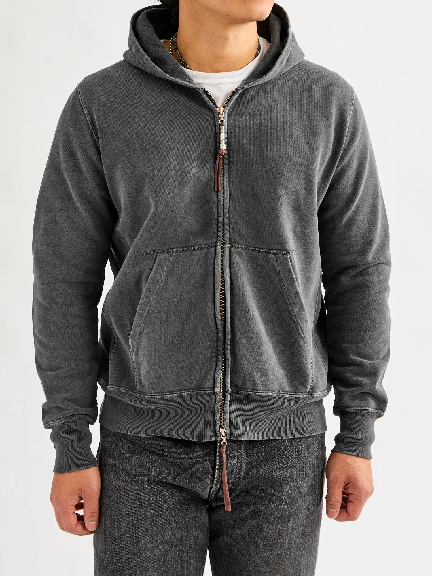 Special Finish Zip Hoodie in Black