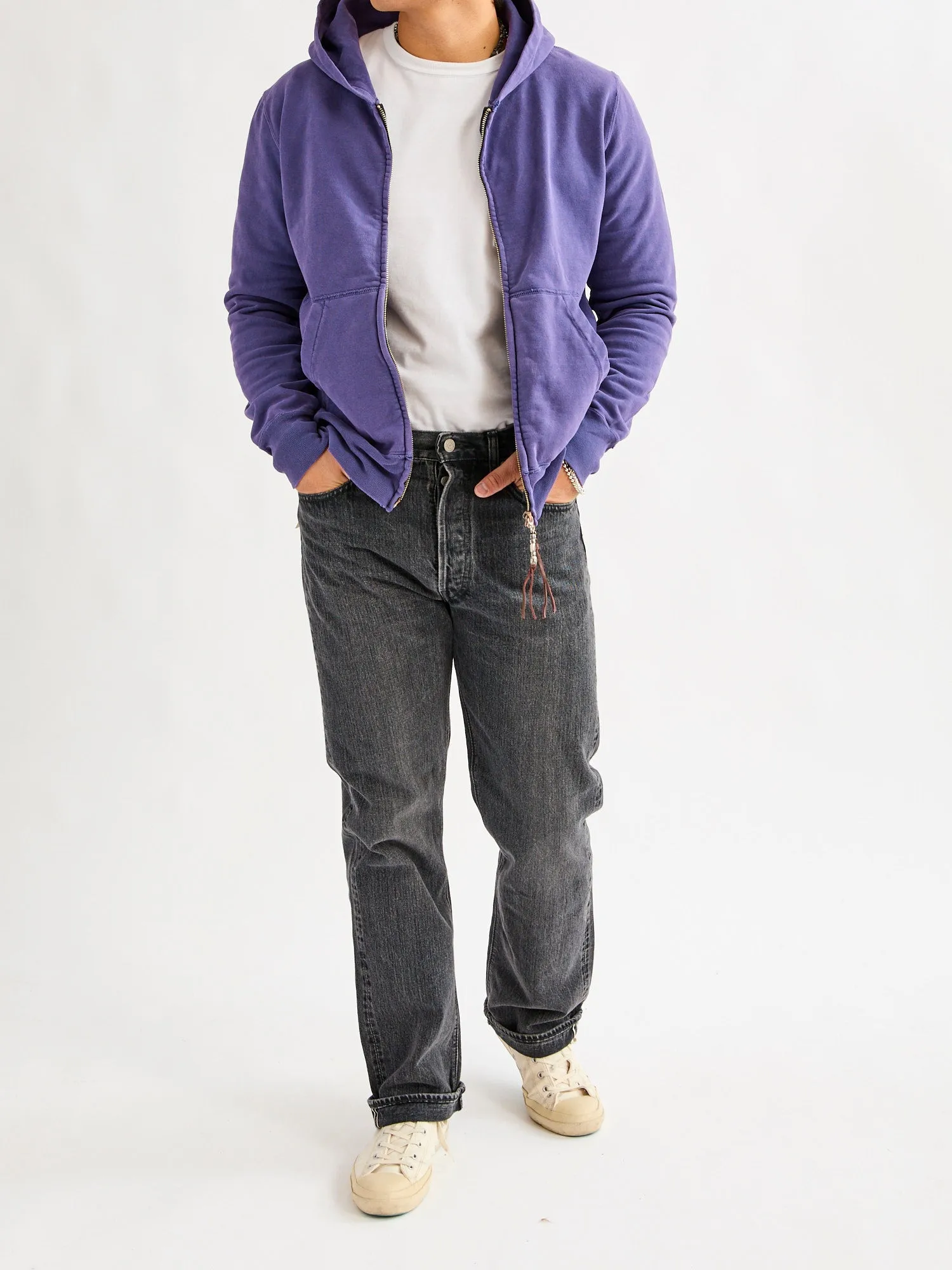 Special Finish Zip Hoodie in Purple Navy