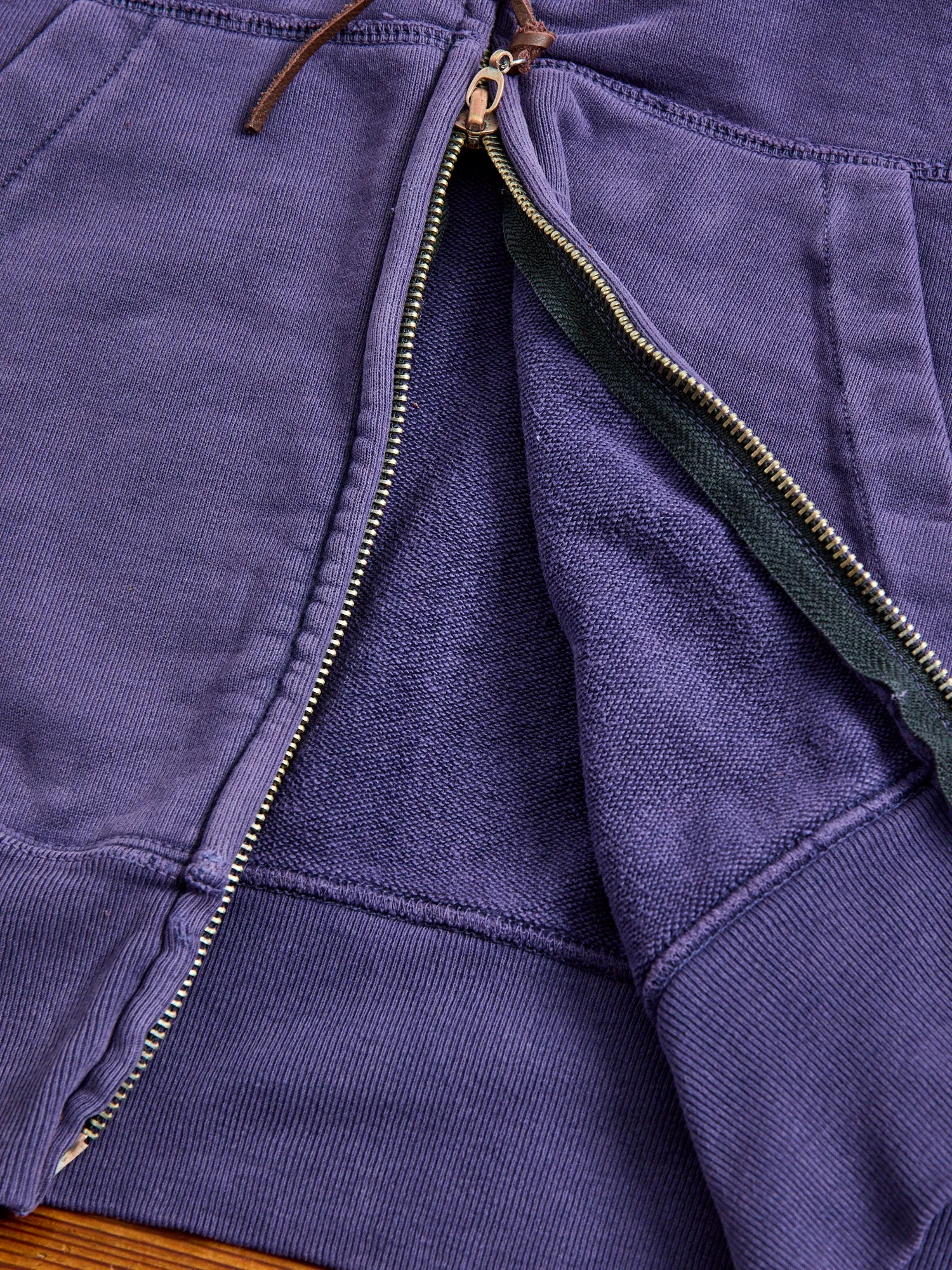 Special Finish Zip Hoodie in Purple Navy