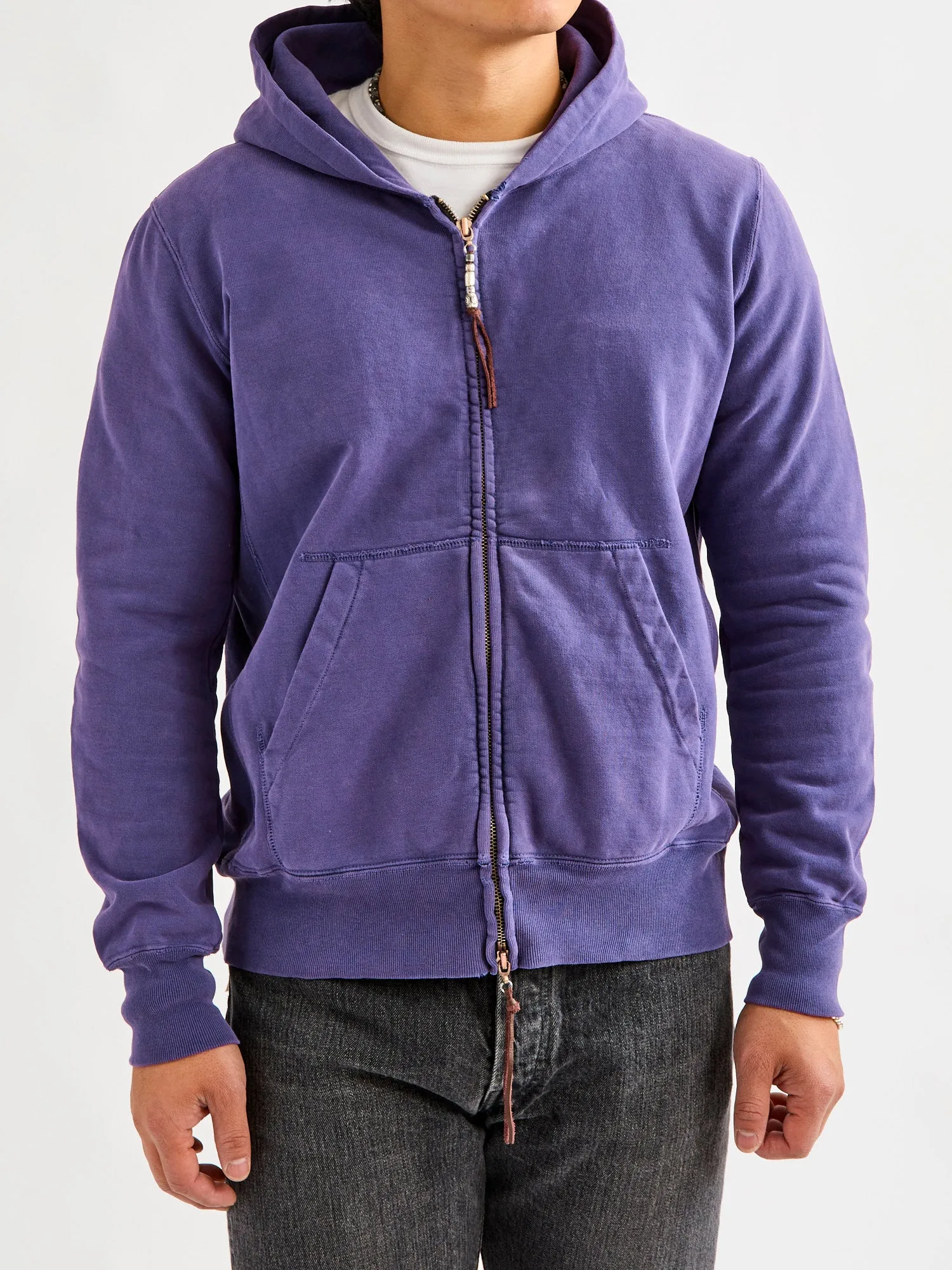 Special Finish Zip Hoodie in Purple Navy