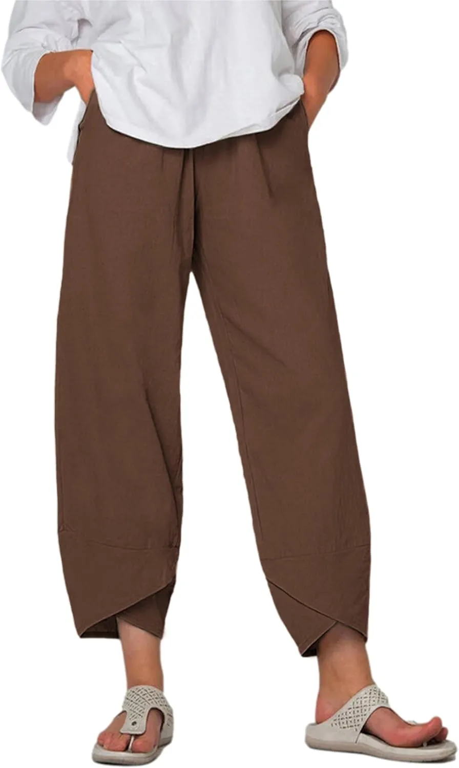 Springrain Women's Capri Pants Casual Summer Cotton Cropped Lounge Pants Trousers