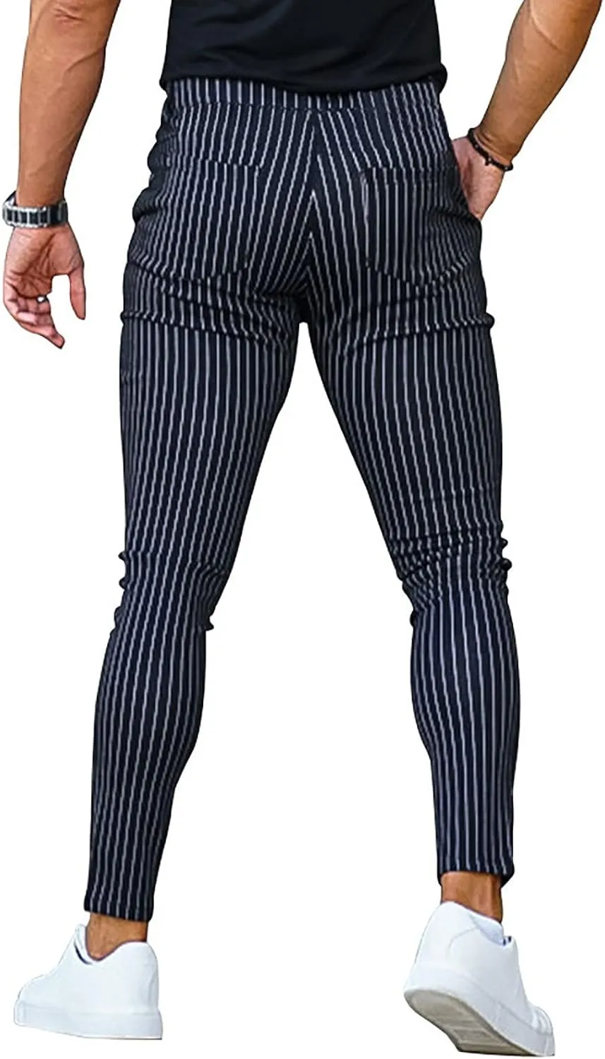 Striped Dress Pants for Men's Casual Daily Thin 2024 Lightweight Business Pants Lounge Slim Fit Work Trousers