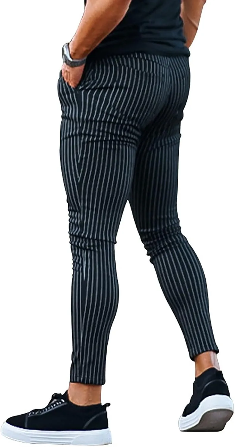 Striped Dress Pants for Men's Casual Daily Thin 2024 Lightweight Business Pants Lounge Slim Fit Work Trousers