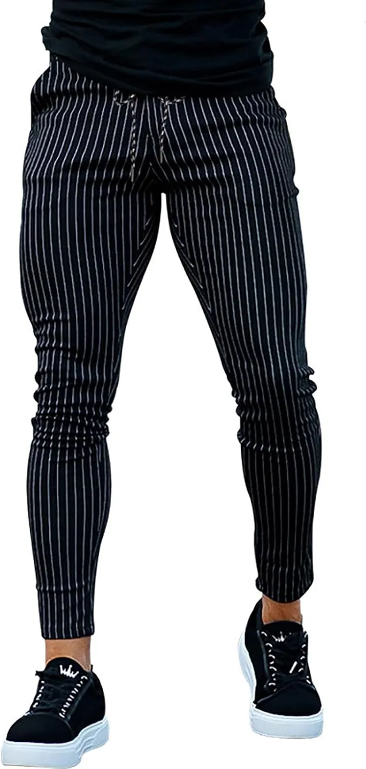 Striped Dress Pants for Men's Casual Daily Thin 2024 Lightweight Business Pants Lounge Slim Fit Work Trousers