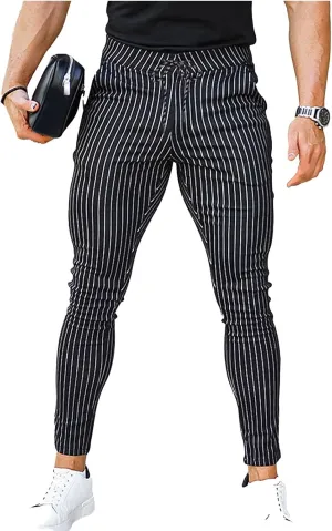 Striped Dress Pants for Men's Casual Daily Thin 2024 Lightweight Business Pants Lounge Slim Fit Work Trousers