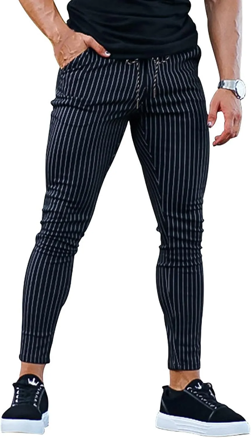 Striped Dress Pants for Men's Casual Daily Thin 2024 Lightweight Business Pants Lounge Slim Fit Work Trousers