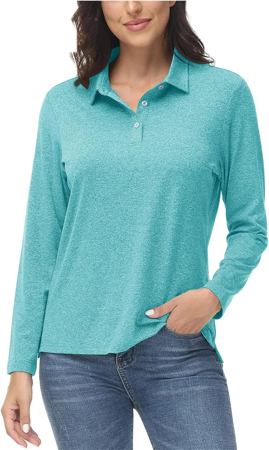Summer Outdoor Polos T-Shirts Women Long Sleeve Hiking Athletic Quick Dry Tee Shirt Tops