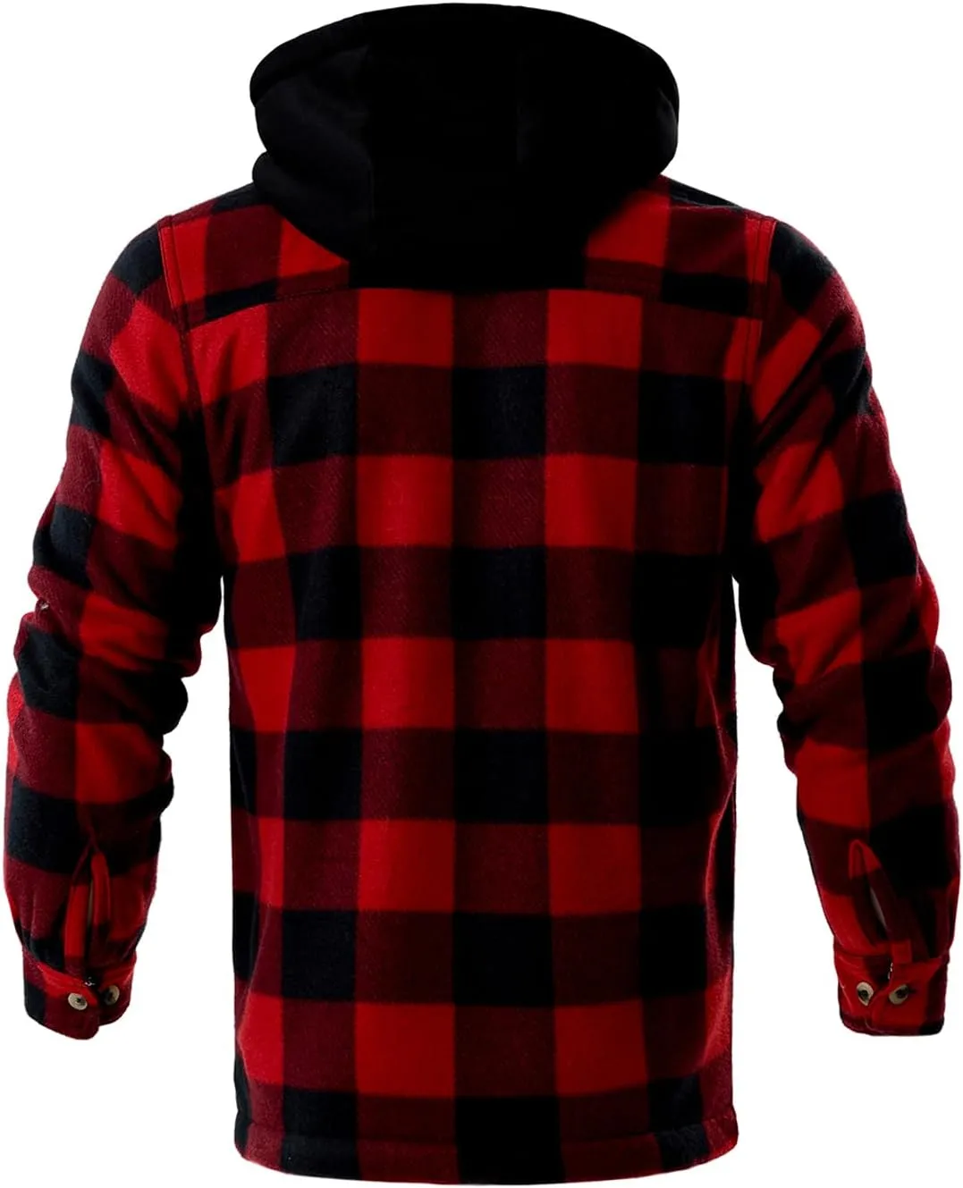 TanBridge Men's Cotton Plaid Shirts Jacket Full Zip Fleece Flannel Sherpa Lined Hoodies Heavyweight Hoodies Jacket for Men