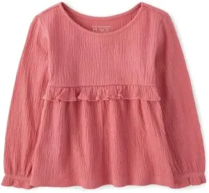 The Children's Place Baby Girls' and Toddler Long Sleeve Ruffle Top