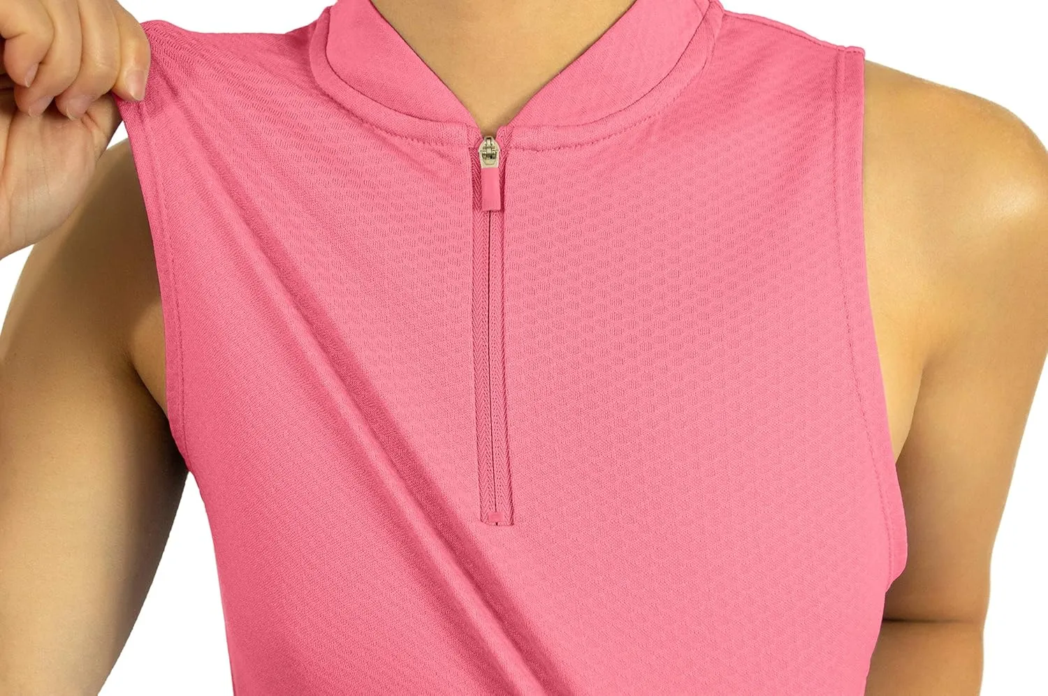 Three Sixty Six Womens Sleeveless Collarless Golf Polo Shirt with Zipper - Quick Dry Tank Tops for Women