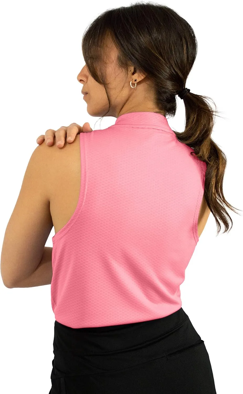 Three Sixty Six Womens Sleeveless Collarless Golf Polo Shirt with Zipper - Quick Dry Tank Tops for Women