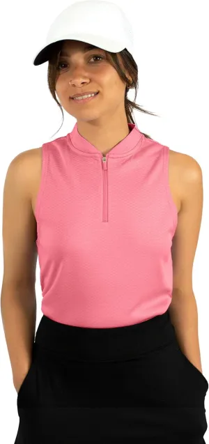 Three Sixty Six Womens Sleeveless Collarless Golf Polo Shirt with Zipper - Quick Dry Tank Tops for Women