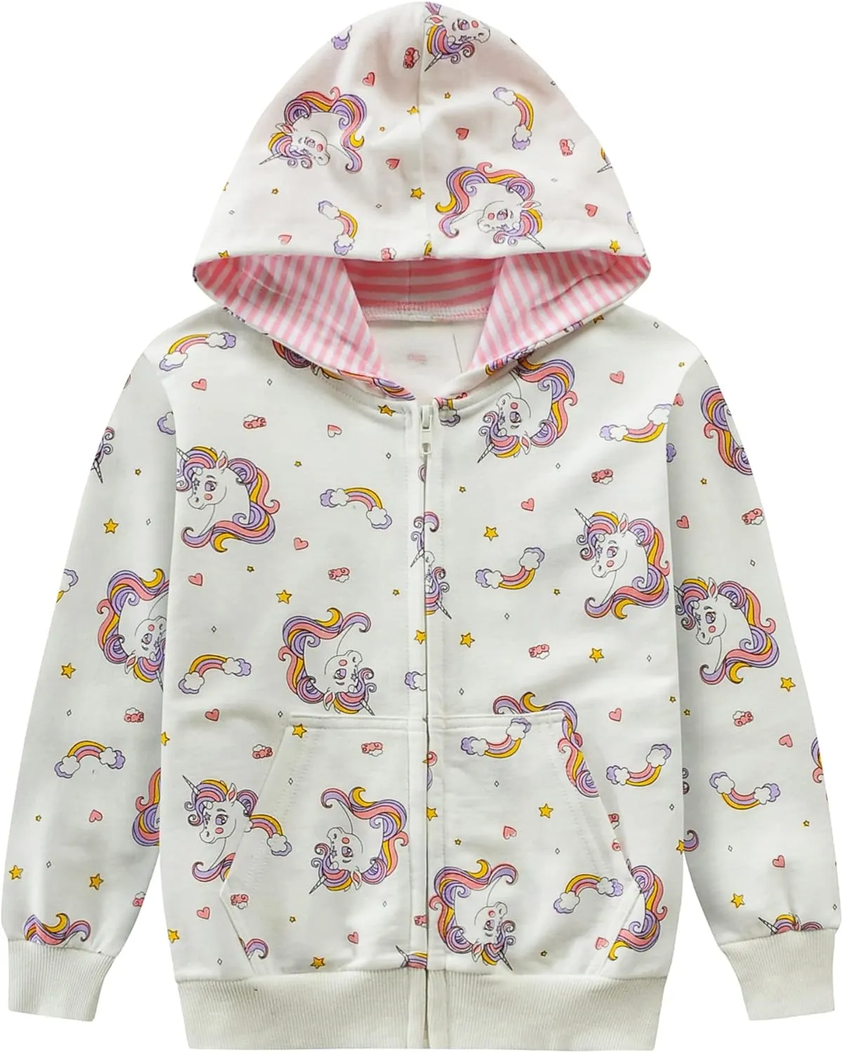 Tkria Girls Zip-Up Hoodie Sweatshirts Toddler Heart Jacket Winter Long Sleeve Hooded Shirts Pollover Tops Fall Outwear 2-6T