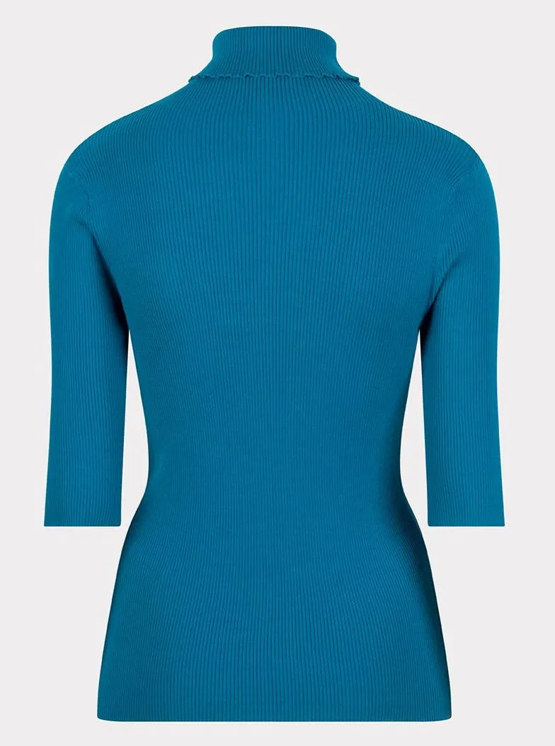 Top Short Sleeved Open Rib [Petrol-F2307503]