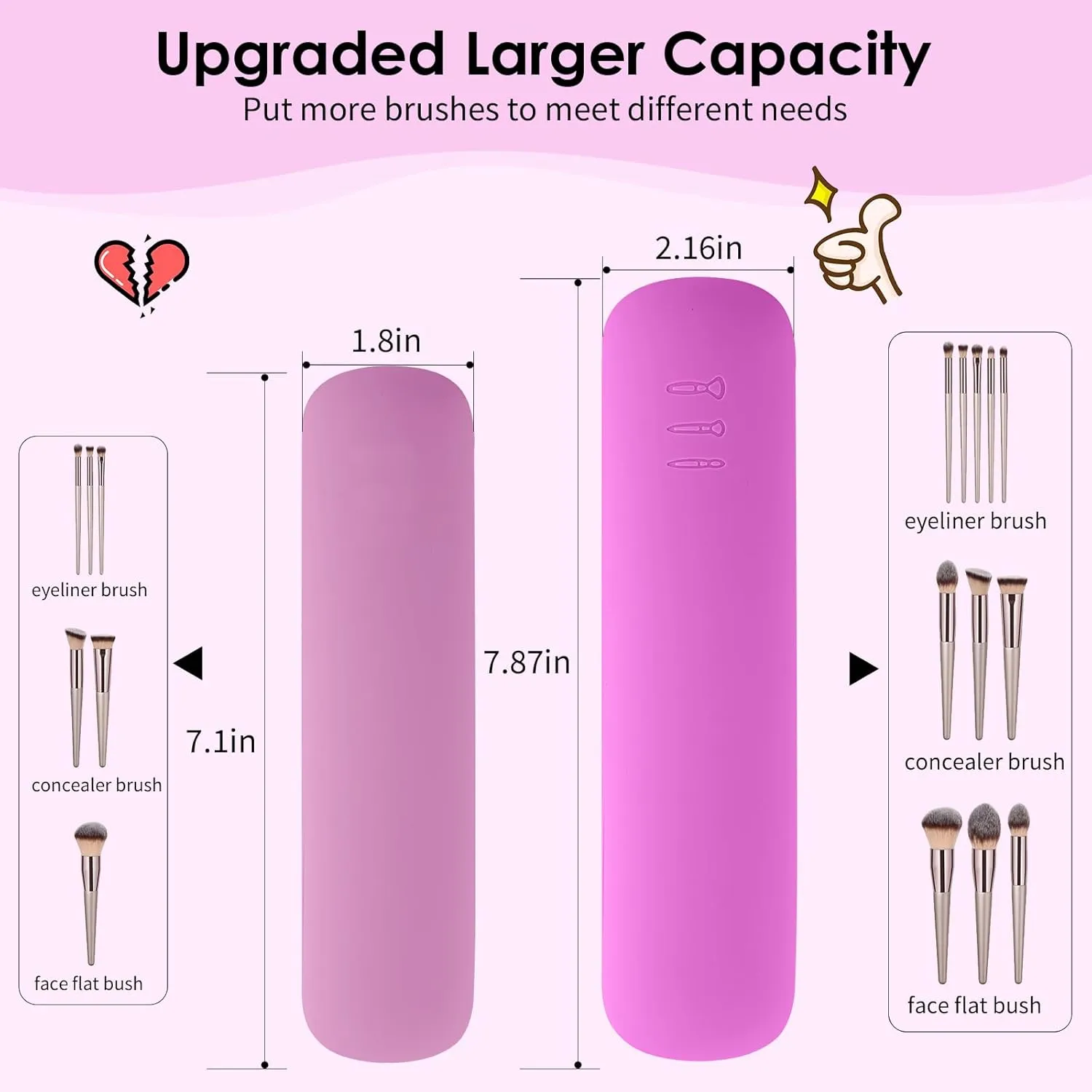 Travel Makeup Brush Holder Portable Beauty Tool Organizer Upgraded Strong Magnetic Anti-shedding Silicone Cosmetic Bag Organizer Soft Smooth Waterproof Cute Set (Emerald)