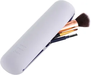 Travel Makeup Brush Holder Portable Beauty Tool Organizer Upgraded Strong Magnetic Anti-shedding Silicone Cosmetic Bag Organizer Soft Smooth Waterproof Cute Set (Light purple)