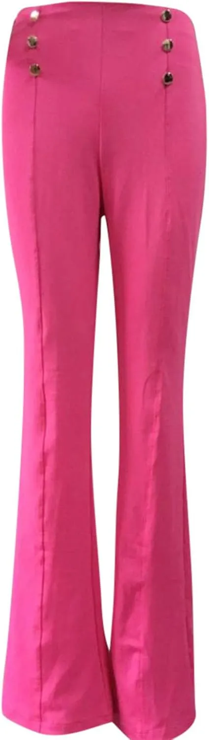 Uillui Dress Pants for Women Business Casual Straight Leg Trouser Dressy High Waist Button Wide Leg Bootleg Pant Work Slacks