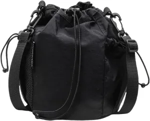 Unisex Adult Drawstring Bucket Bag Casual Fabric Crossbody Tote Bag Handbags with Adjustable Strap