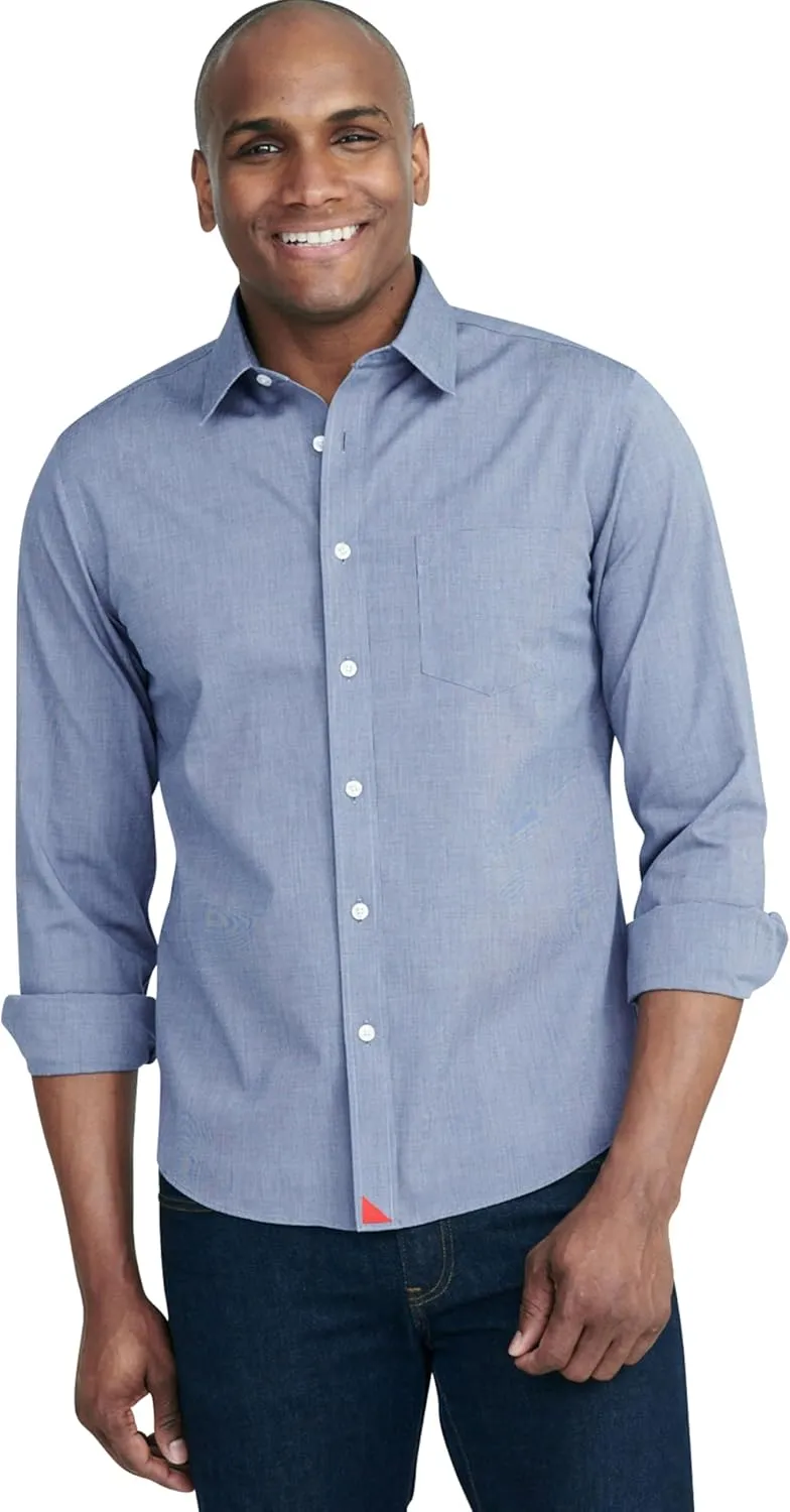 UNTUCKit Pio Cesare - Untucked Shirt for Men, Long Sleeve, Wrinkle-Free, Navy, Regular Fit