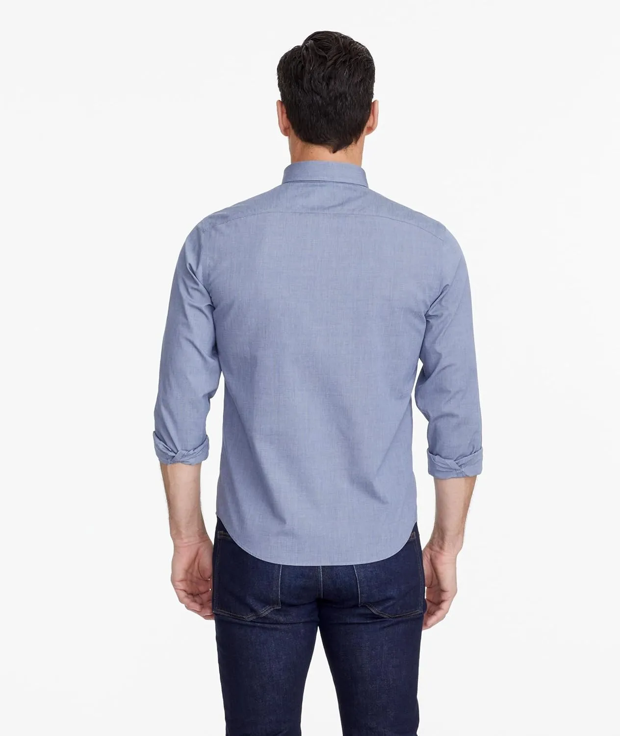 UNTUCKit Pio Cesare - Untucked Shirt for Men, Long Sleeve, Wrinkle-Free, Navy, Regular Fit