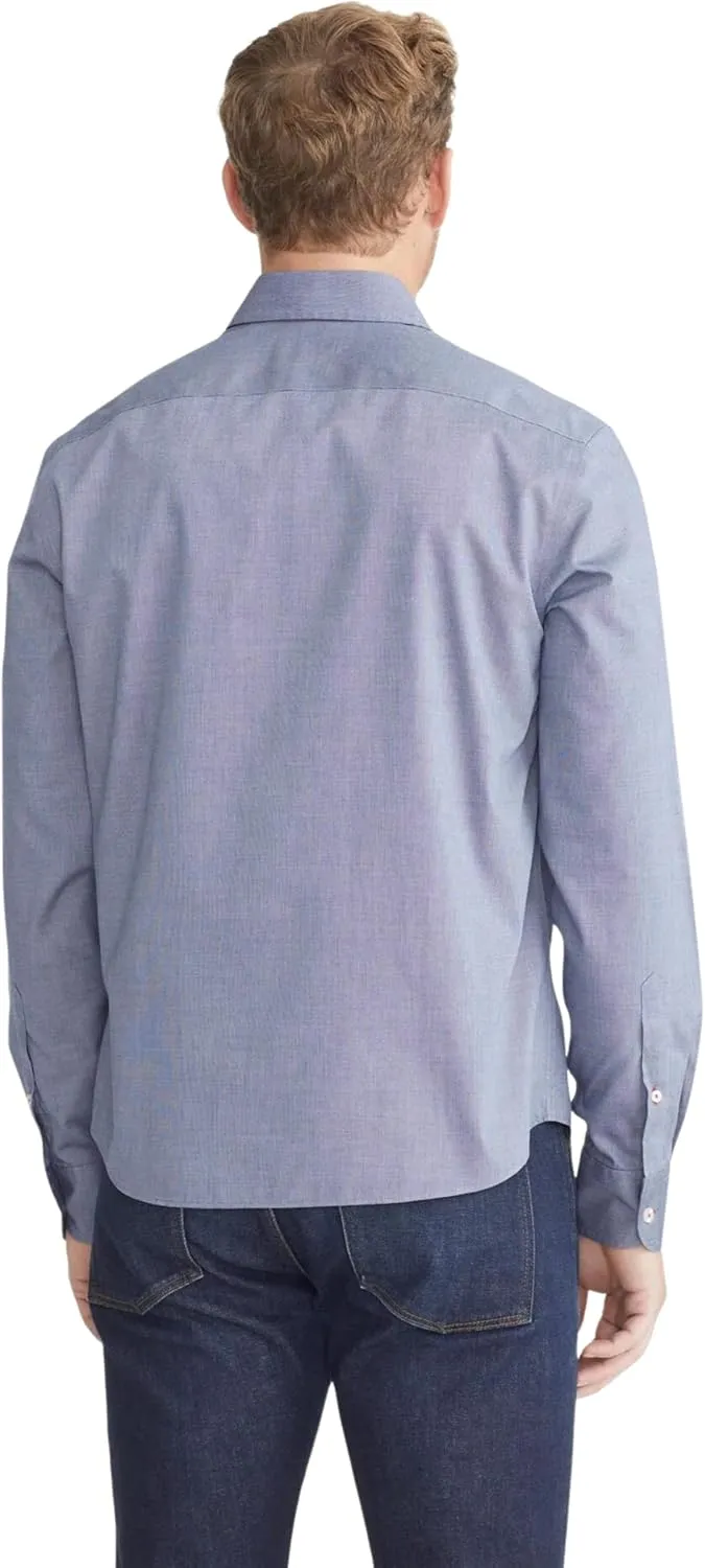 UNTUCKit Pio Cesare - Untucked Shirt for Men, Long Sleeve, Wrinkle-Free, Navy, Regular Fit