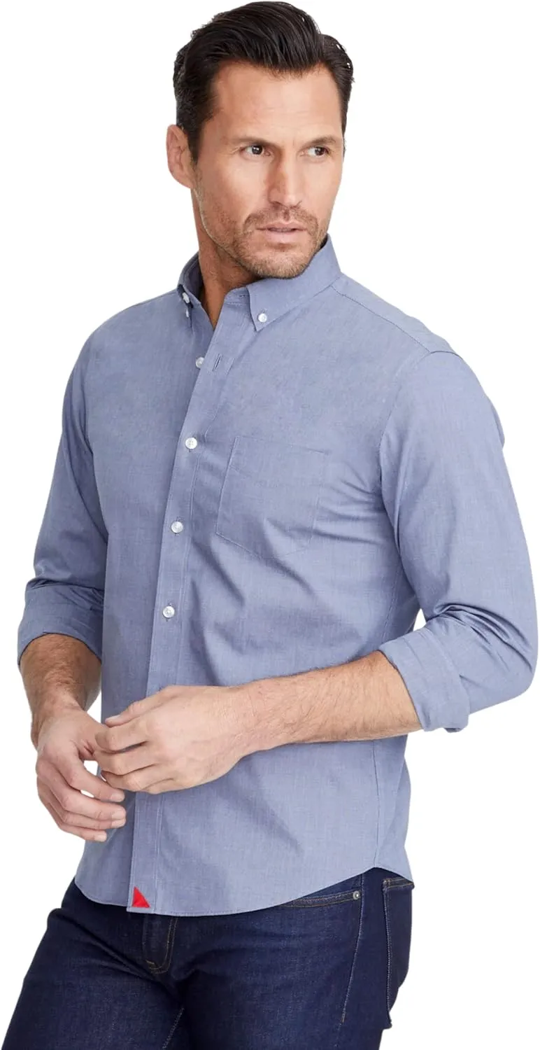 UNTUCKit Pio Cesare - Untucked Shirt for Men, Long Sleeve, Wrinkle-Free, Navy, Regular Fit