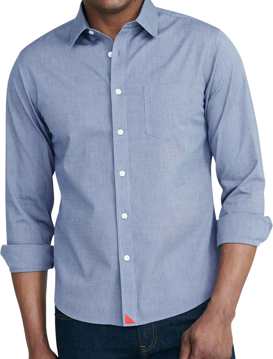 UNTUCKit Pio Cesare - Untucked Shirt for Men, Long Sleeve, Wrinkle-Free, Navy, Regular Fit