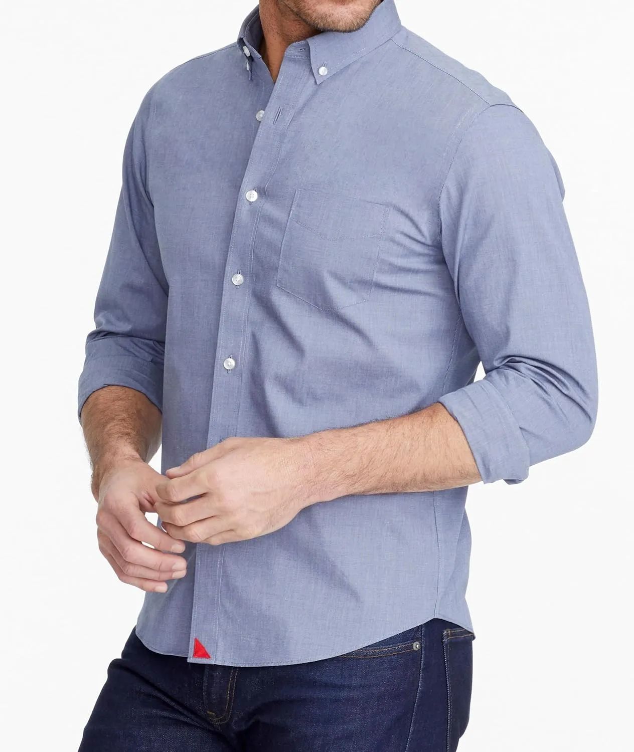 UNTUCKit Pio Cesare - Untucked Shirt for Men, Long Sleeve, Wrinkle-Free, Navy, Regular Fit