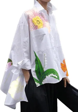 UOOZEE Women's Collar Long Sleeve Boyfriend Shirt Loose Oversized Business Casual High Low Tops Blouse